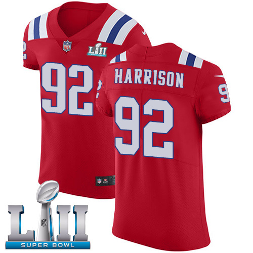 Nike Patriots #92 James Harrison Red Alternate Super Bowl LII Men's Stitched NFL Vapor Untouchable Elite Jersey - Click Image to Close
